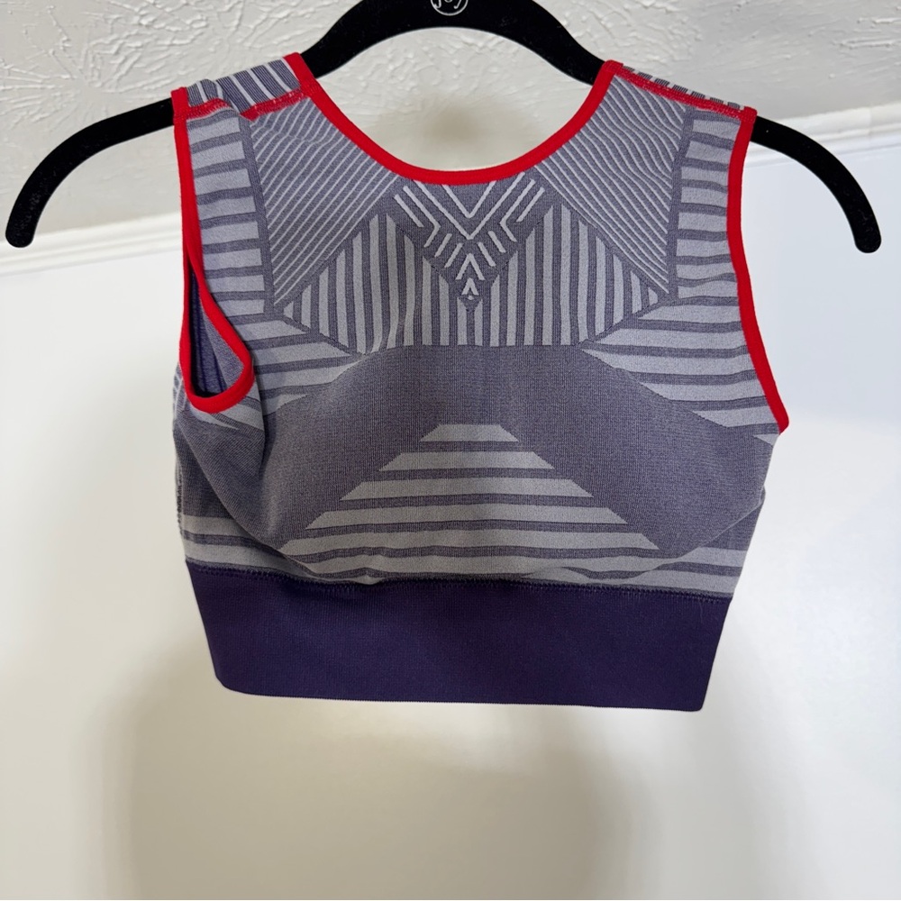 Gray and Red Women's Sports Bra